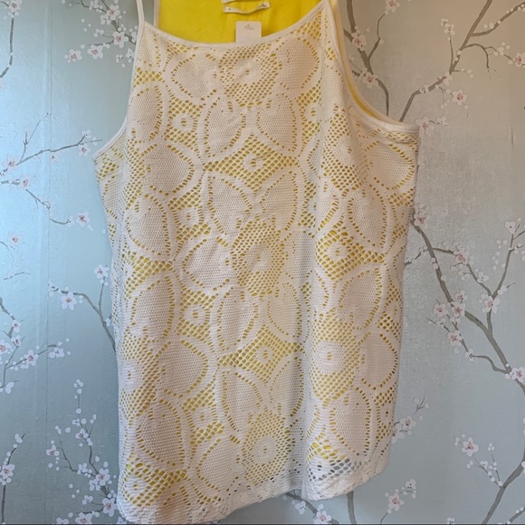 NWT Anthropologie Cosette Top Tank yellow white - Picture 9 of 11